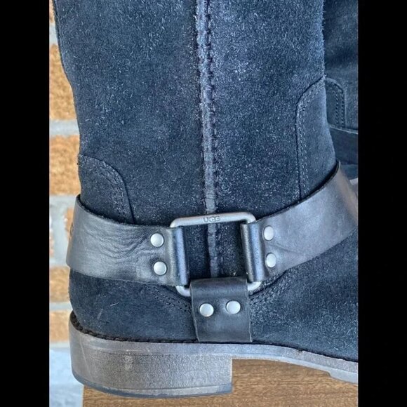 UGG WOMEN DREE BLACK LEATHER BOOTS Sz 7 - Picture 6 of 11